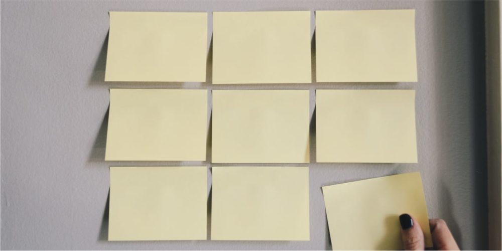 8 sticky notes with one being added